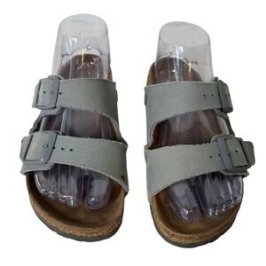 Birkenstock Vegan Arizona Sandals Women Gray Canvas Comfort Casual Sz 36 Shoes
